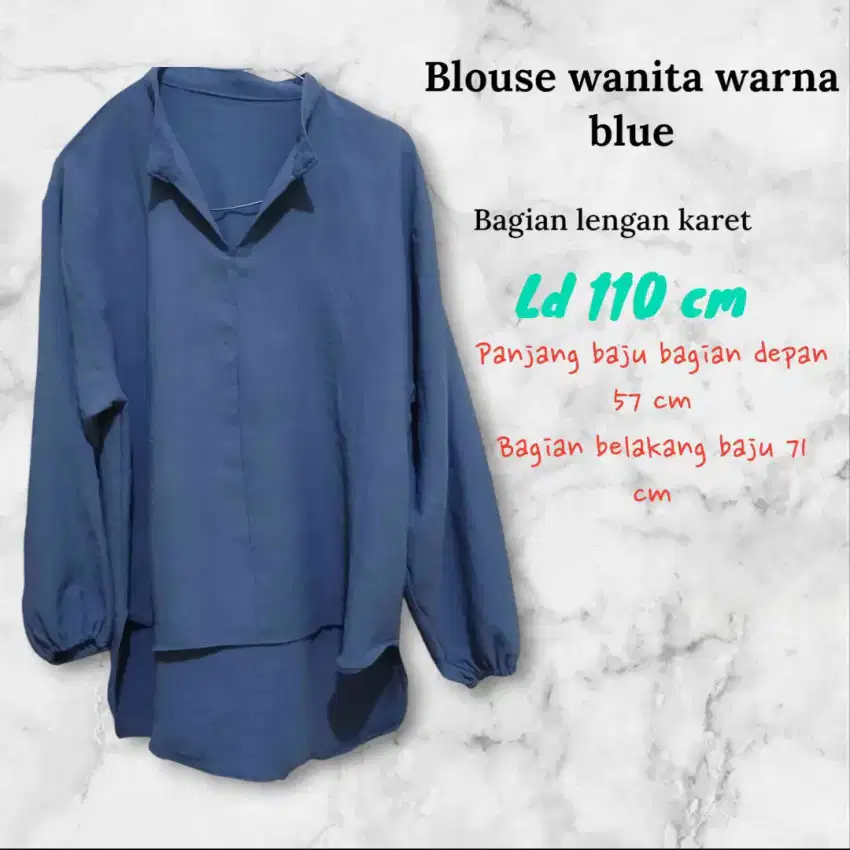 Blouse kerja warna denim ld 110