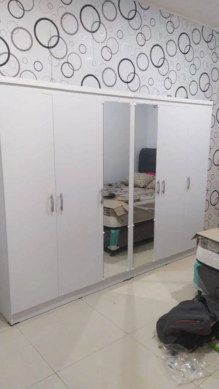 LEMARI BAJU GANTUNGAN GAMIS RAK SEKAT 6 PINTU