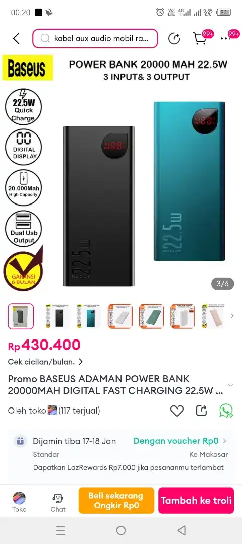 POWER BANK BASEUS ADAMAN 20 MAH 22, 5 W