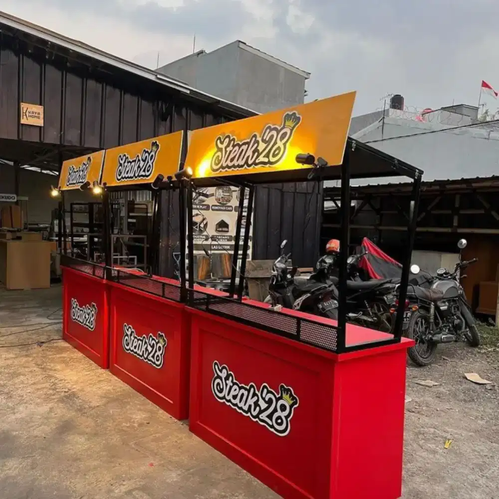 Terima pembuatan gerobak steling booth  kayu dll