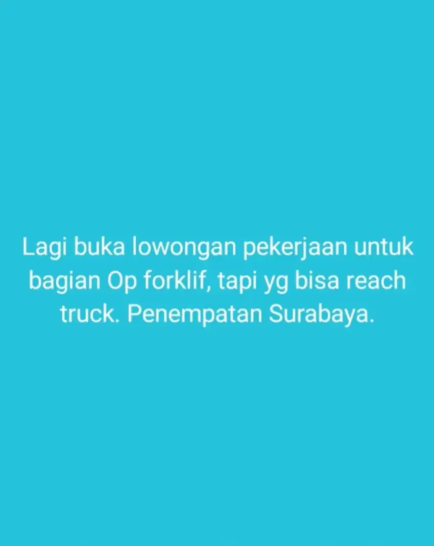 LOWONGAN KERJA OP FORKLIFT