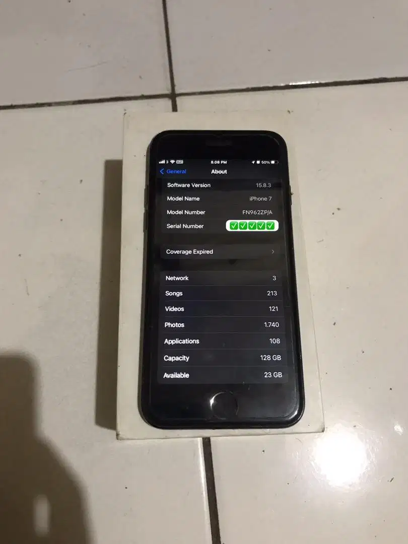 iPhone 7 hitam 128GB exinter minus LCD