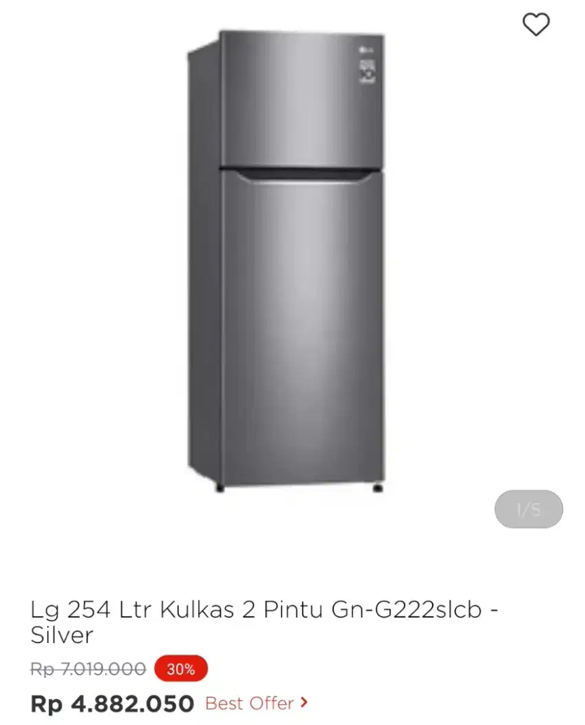 KULKAS LG 2 PINTU GN-G222SLCB 254 LITER