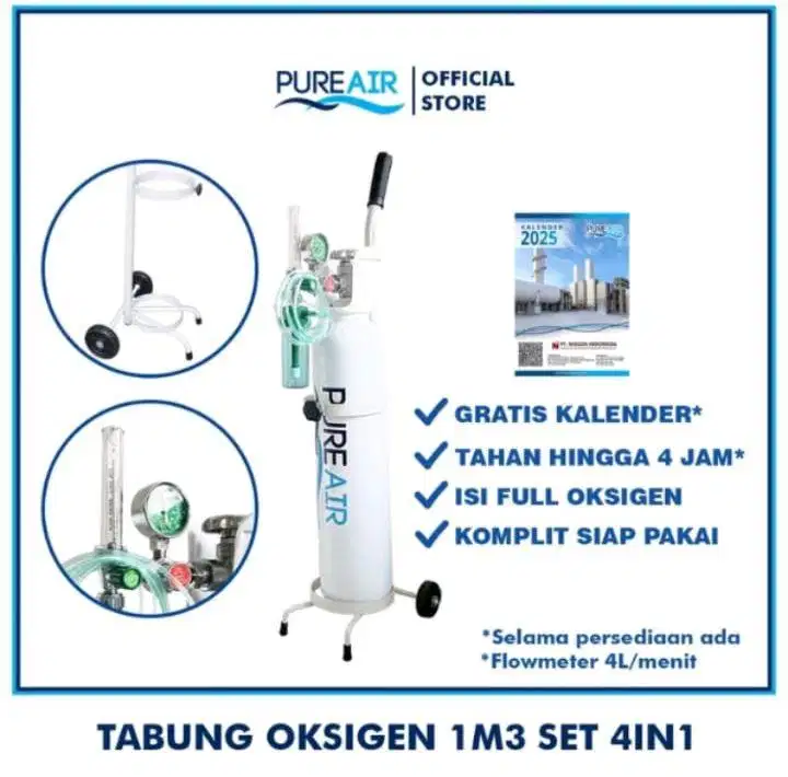 BARANG BARU BISA NEGO Pureair Tabung Oksigen 1 M3 Set Komplit 4in1