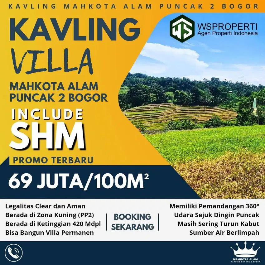 Kavling Villa Sudah SHM, Lokasi Strategis Samping Jalan Puncak Dua