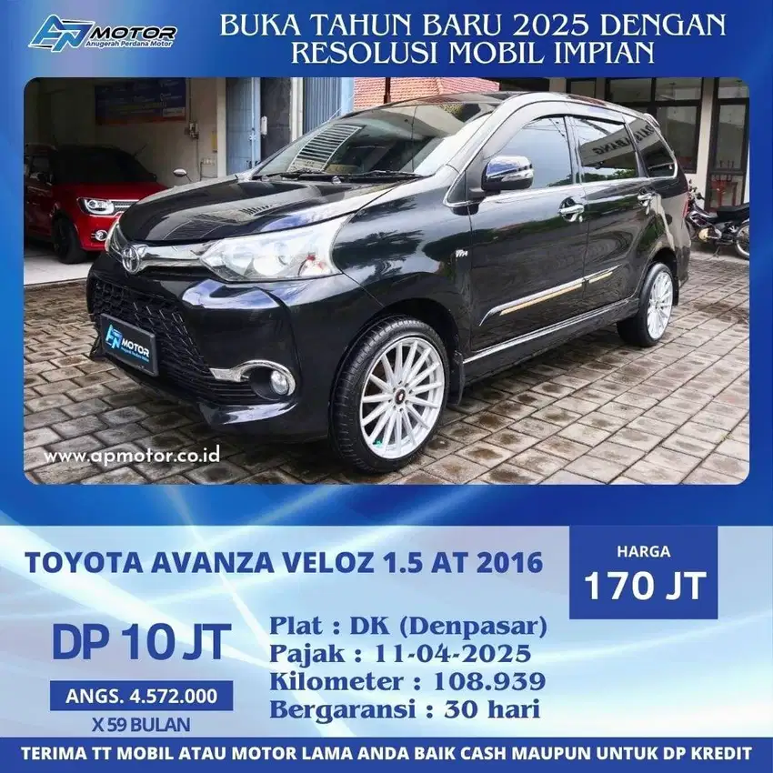 DP 10 JT!! Avanza Veloz 1.5 AT 2016 Plat DK