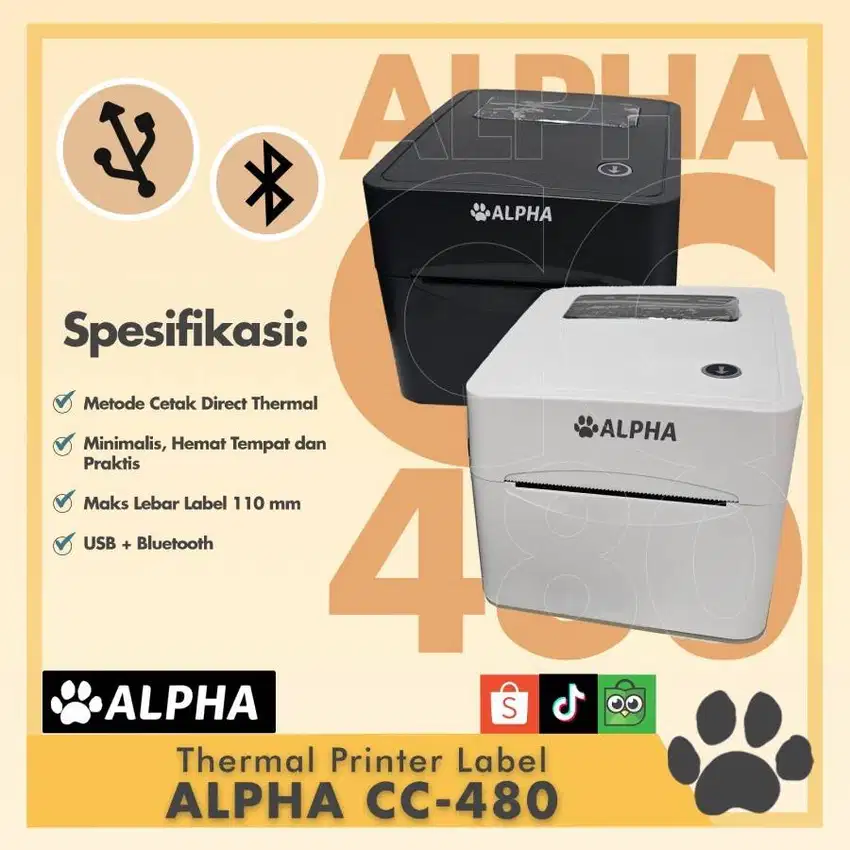 Printer label thermal 110mm ALPHA CC-480 USB Putih