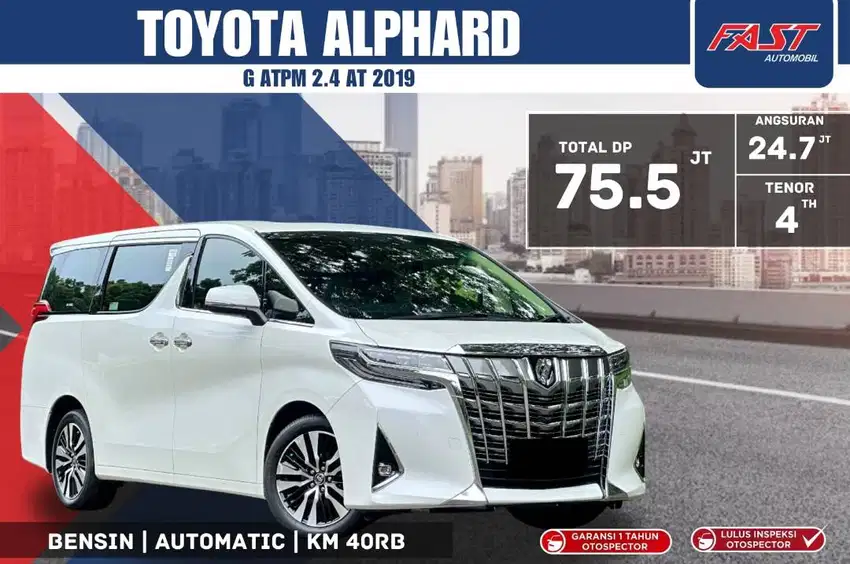 DP 75JT TOYOTA ALPHARD G 2019 ATPM SUNROOF & PILOT SEAT KM.40RB #F2ST