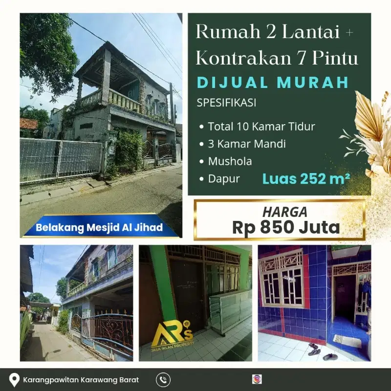 DIJUAL CEPAT RUMAH 2 LANTAI + KONTRAKAN 7 KAMAR DI KARAWANG