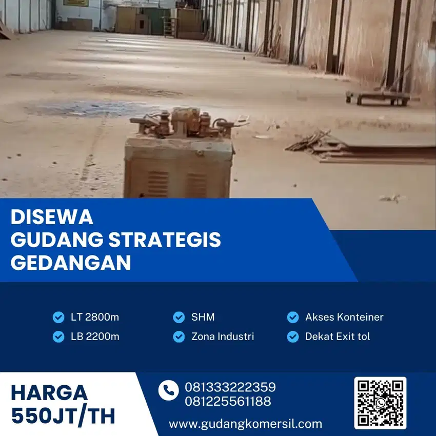 Disewakan Gudang Strategis Industri 2800m2 Lokasi Grogol,Sukoharjo