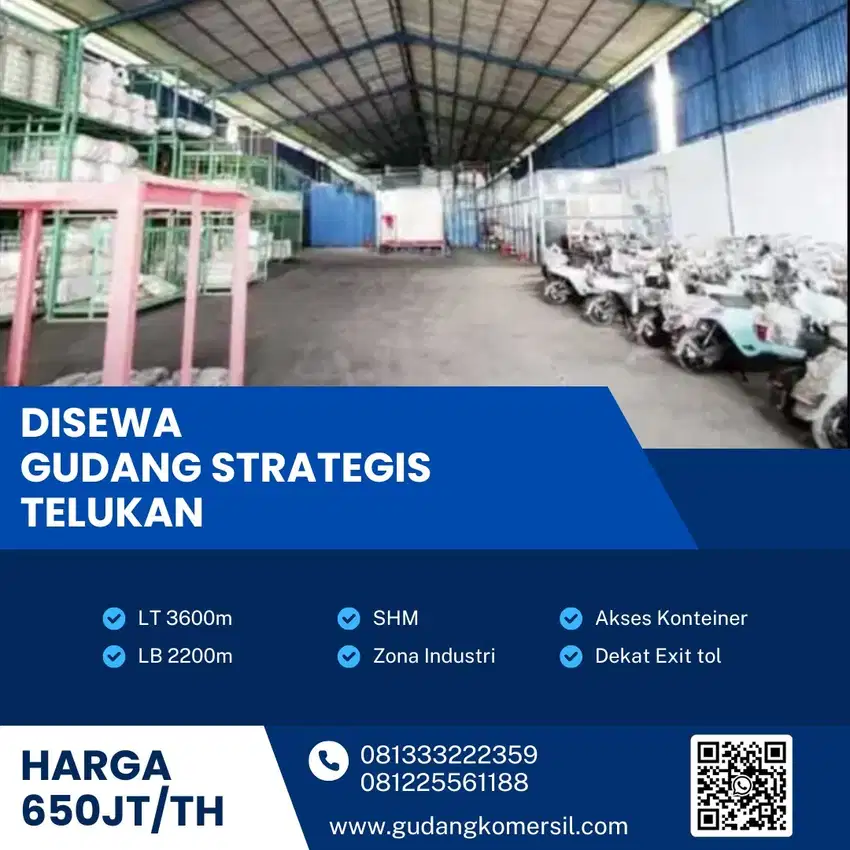 Disewakan Gudang Zona Industri 3600m2 Lokasi Grogol,Sukoharjo