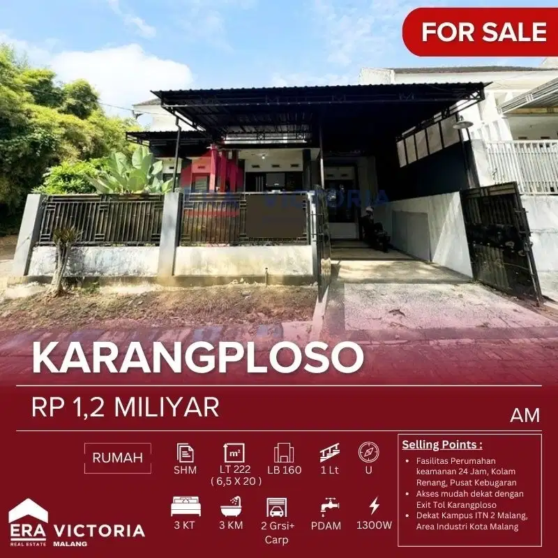 Rumah murah dijual di Tirtasani Karang Ploso Singosari Malang