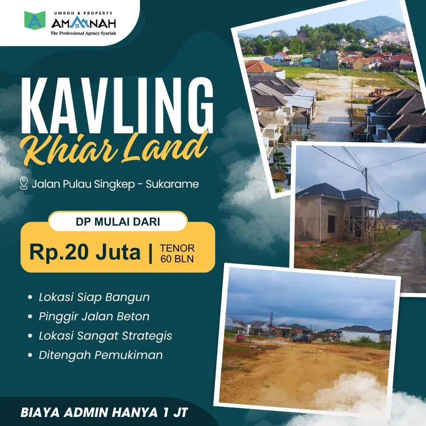 KAVLING TANAH RUMAH DAN RUKO SIAP BANGUN KHIAR LAND LAMPUNG