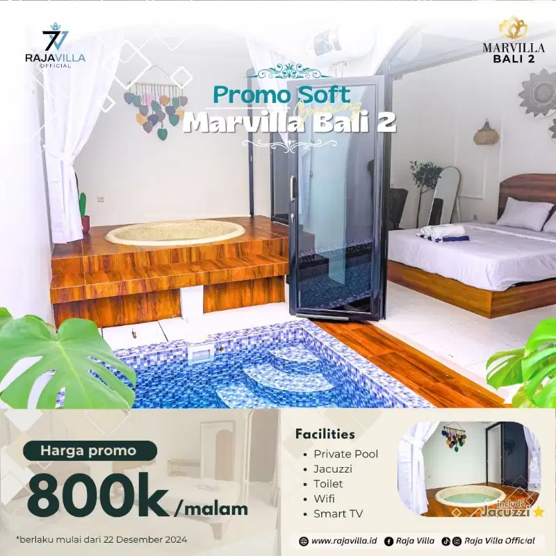 villa privat pool ,privat jacuzzi air hangat buat stay cation  hanimun