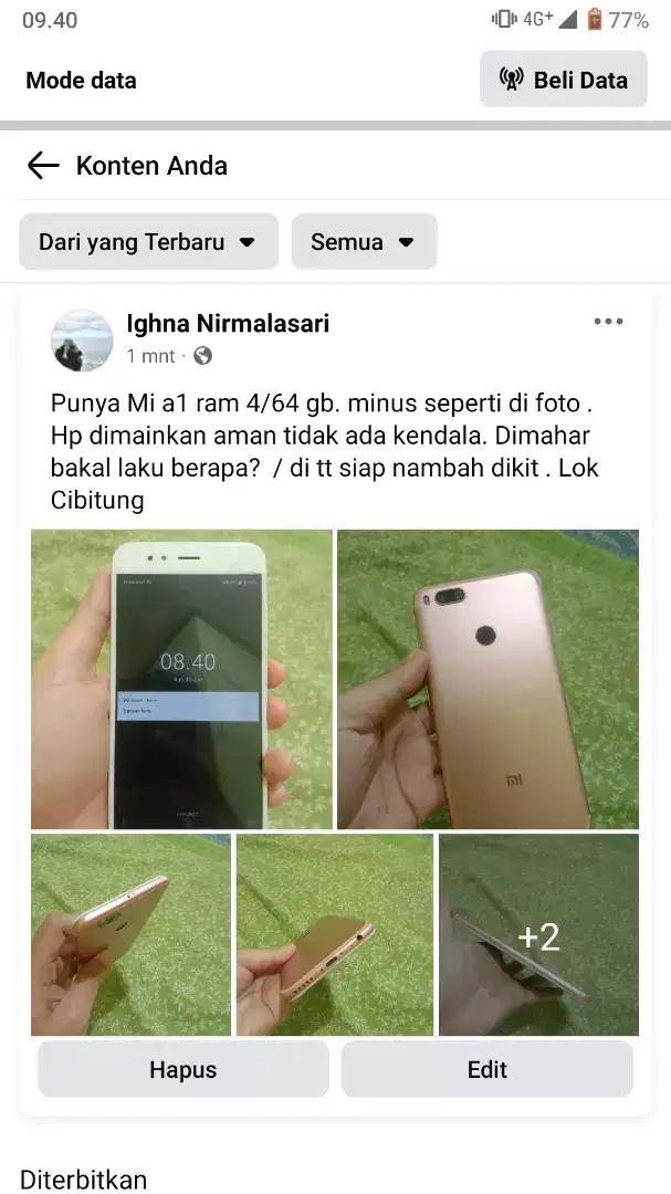 Mi a1 ram 4/64 gb batangan