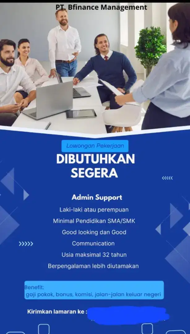 Dibutuhkan Segera posisi Admin Support