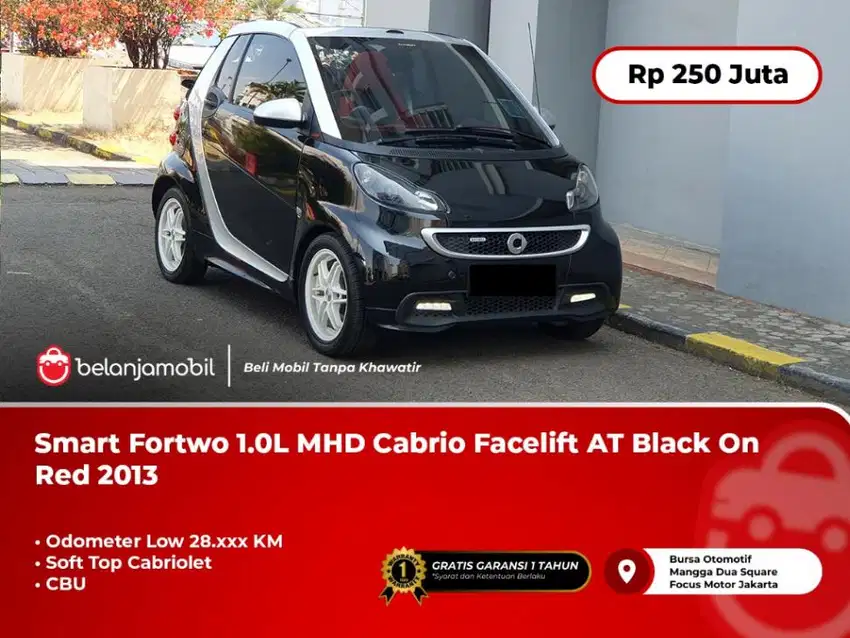 [ KM 28RB ] Smart Fortwo 1.0L MHD Cabrio CBUAT Black HITAM 2013/2014