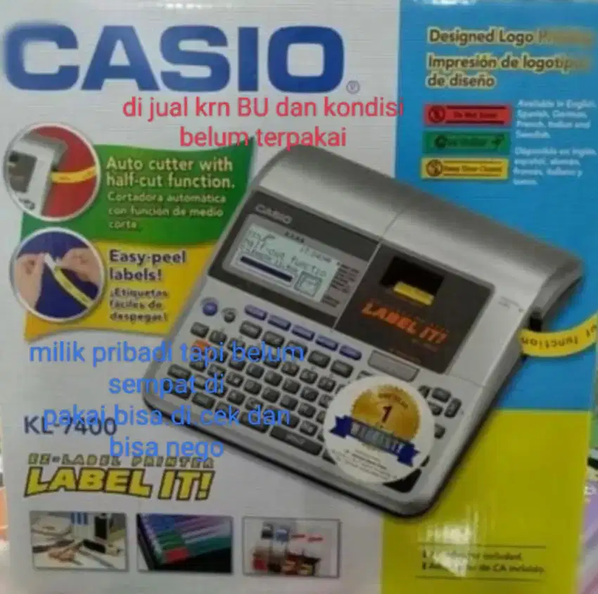 jual kalkulator casio kl- 7400 & 40 label printing & 41 masih baru,