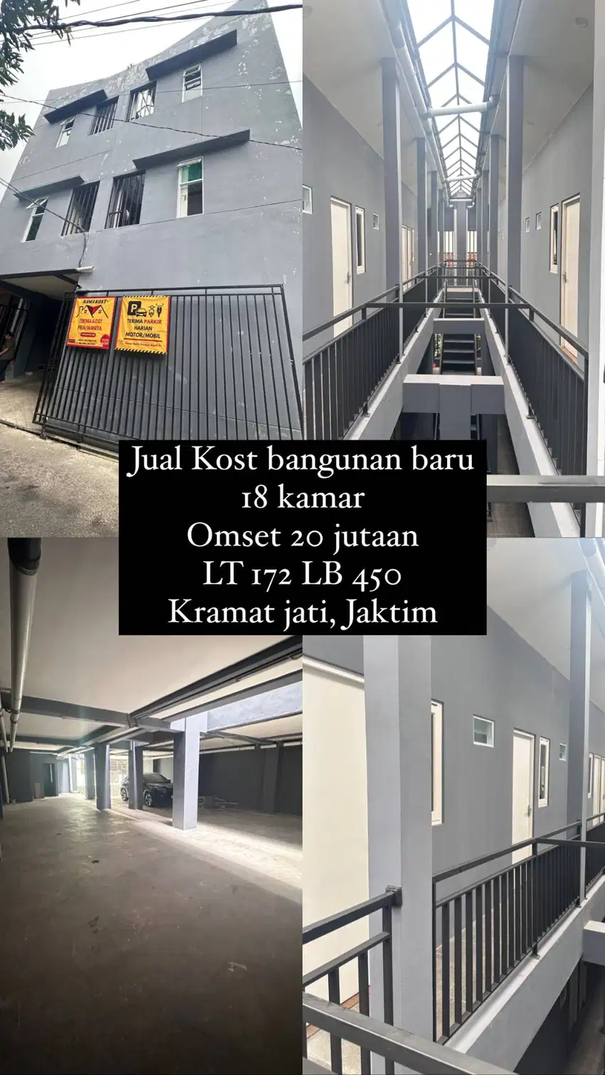 DIJUAL CEPAT KOS KOSTAN BANGUNAN BARU 18 KAMAR, AREA PARKIR LUAS