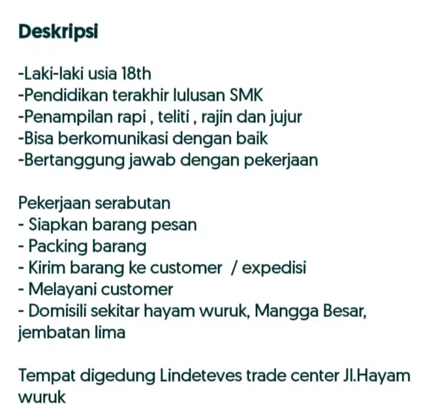 Dibutuhkan karyawan toko alat teknik