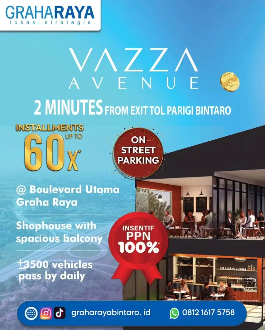 Ruko VAZZA AVENUE Graha Raya Bintaro Dekat Pintul Tol