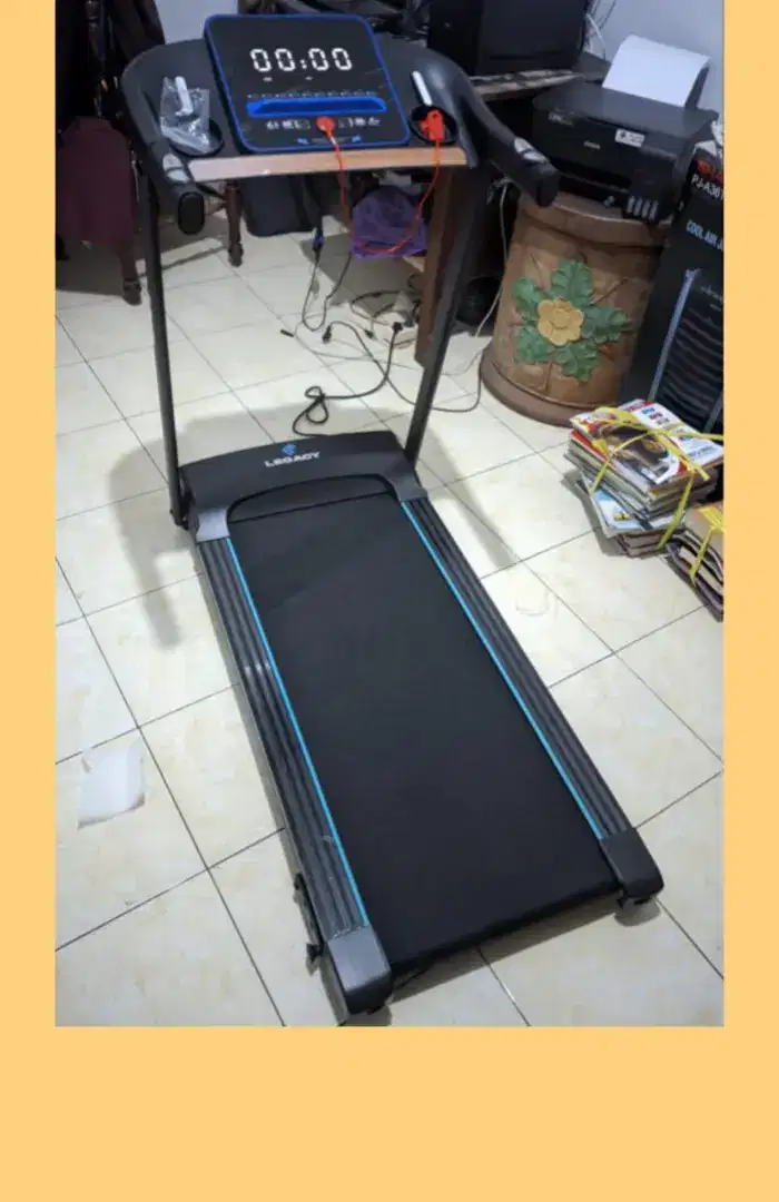 Treadmill elektrik Blue Rocky alat kesehatan OMN-767