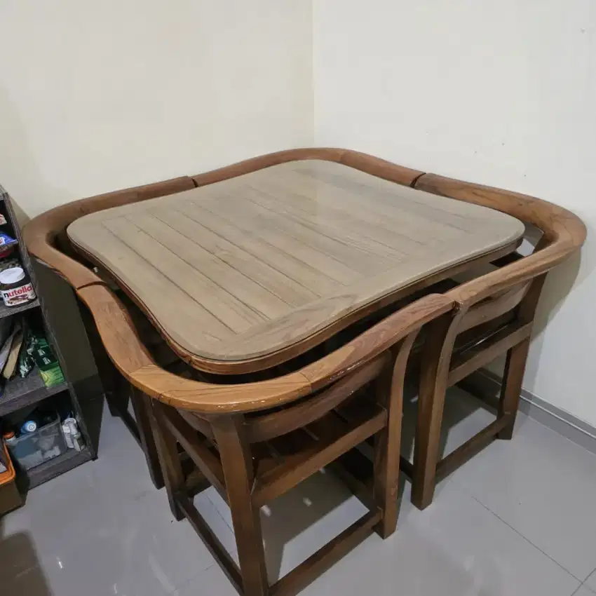 MEJA MAKAN ASLI KAYU JATI. 4 Seater.