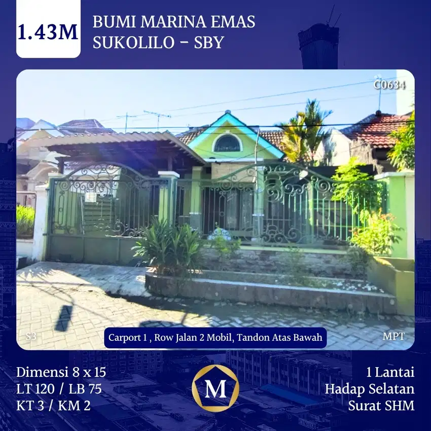 Rumah Bumi Marina Emas Sukolilo dkt Dian Regency Keputih Pakuwon City