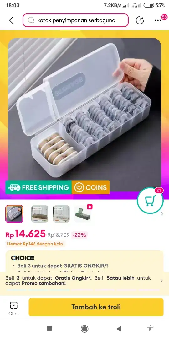 Kotak Penyimpan kabel data dan Charger, tersedia 3 warna