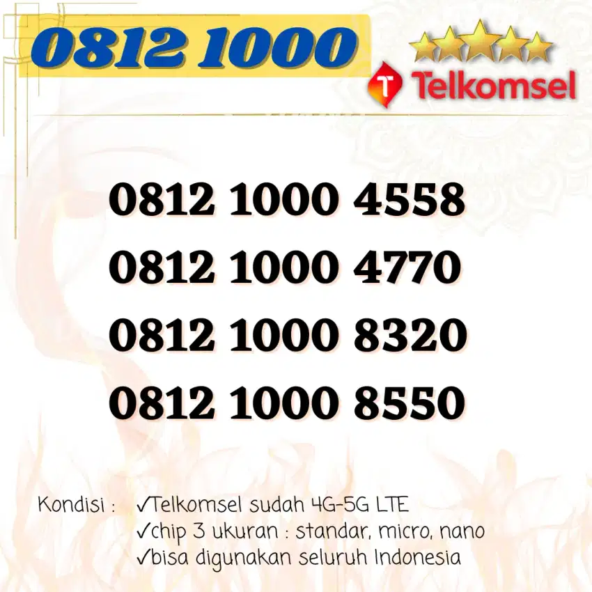 Nomor Cantik simpati seri 1000 rapi Kartu perdana Telkomsel