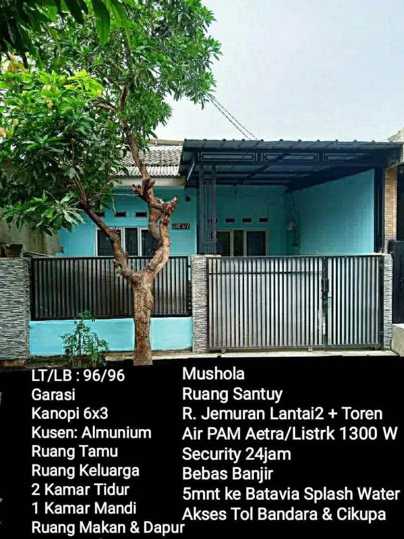 DIJUAL CEPAT RUMAH DEKAT BATAVIA SPLASH WATER