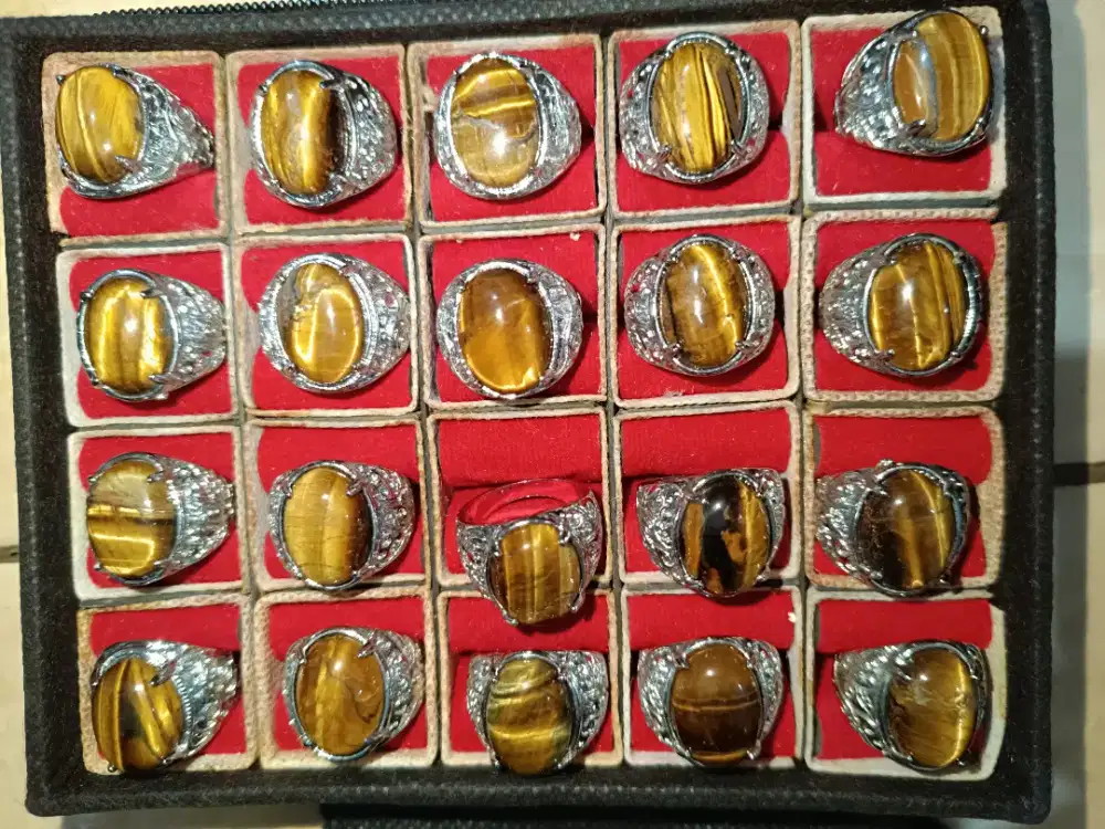 Batu cincin Tiger eye/biduri sepah loreng borongan