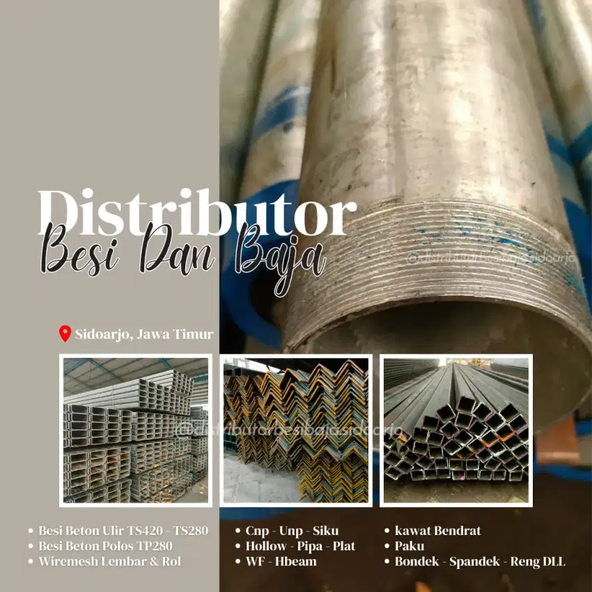 Besi beton, plat, holow, pipa, pagar brc siap kirim