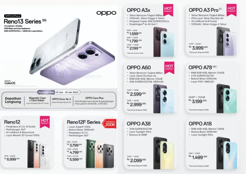 Oppo Reno 12F Oppo A60 Oppo A3x