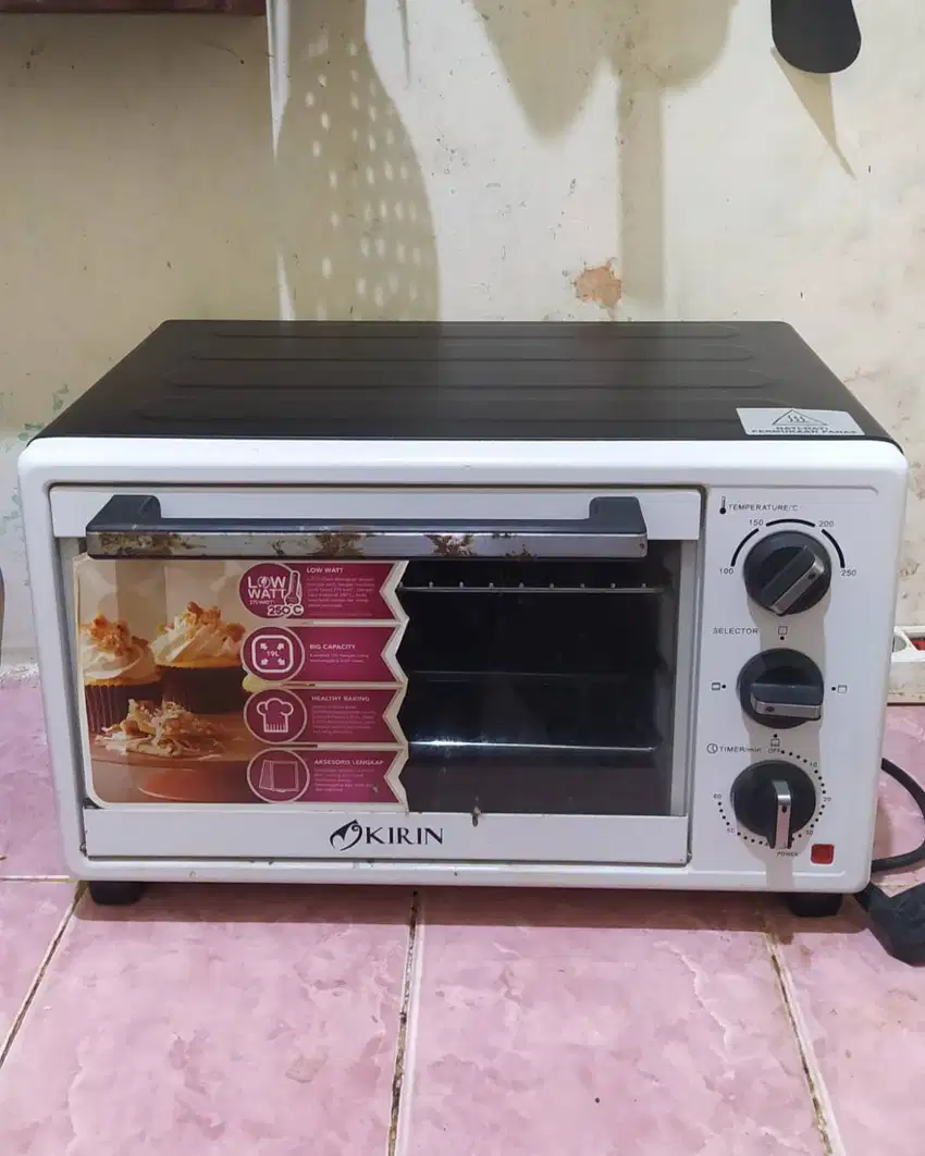 Oven Listrik Electric Kirin KBO-190-LW 19L Bekas Fungsi Normal Murah