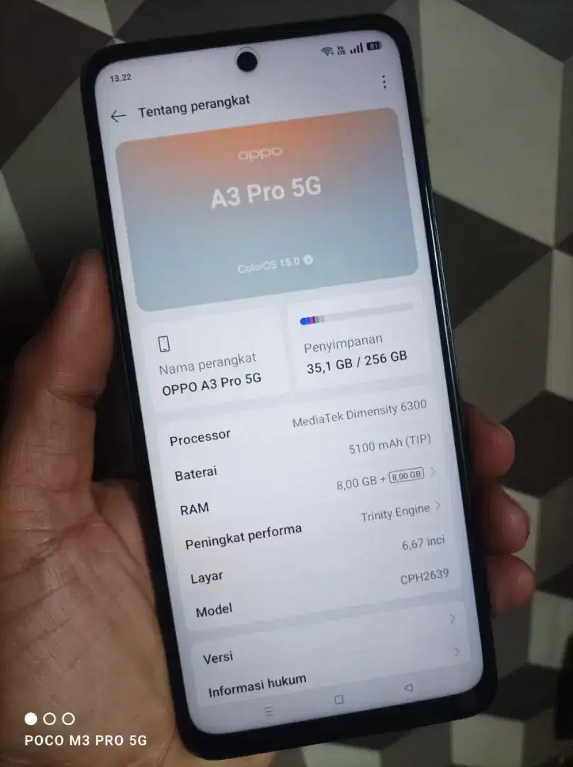 Oppo A3 Pro 5G NFC Ram 8+8/256 Fullset Super Mulus