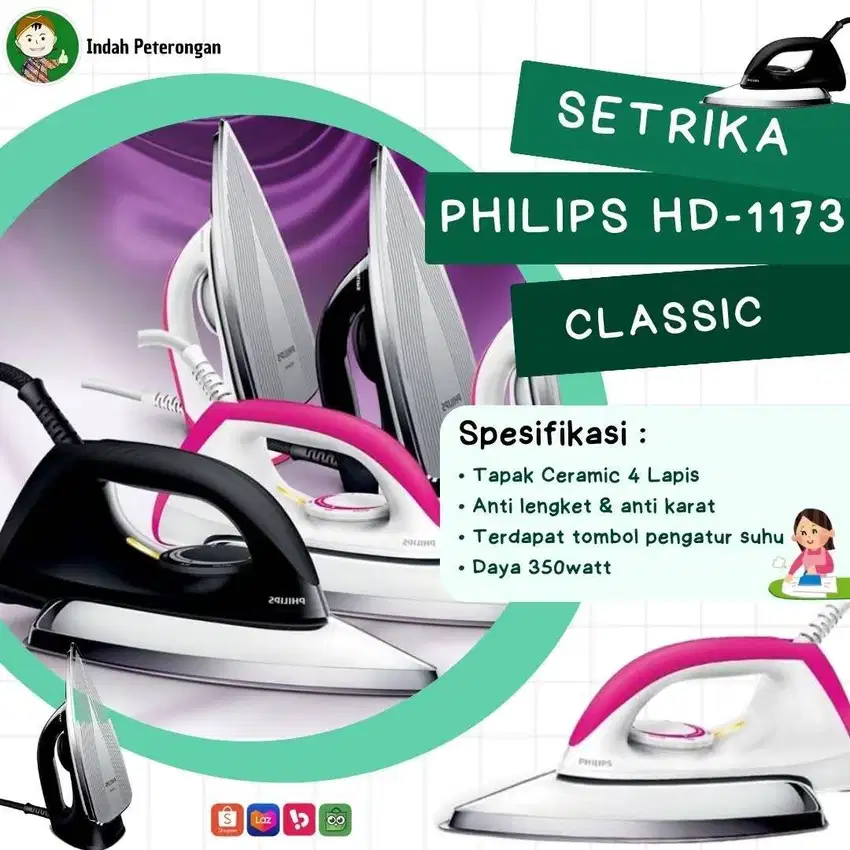 Setrika Kering Philips HD-1173