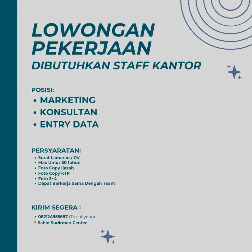 Lamaran kerja Staff Kantor