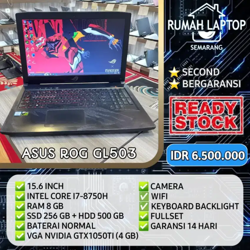 asus rog. core i7. ssd 256 hdd 500gb. ram 8gb. vga nvidia 4gb. fullset