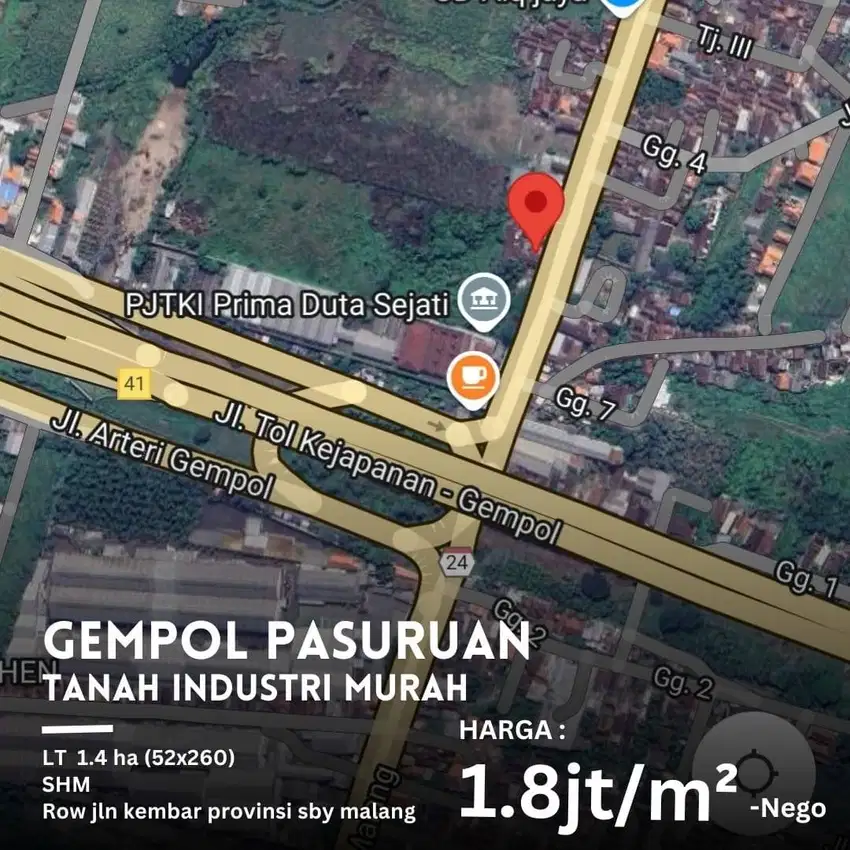 TANAH INDUSTRI MURAH Lokasi di nol jalan raya provinsi Sby Malang