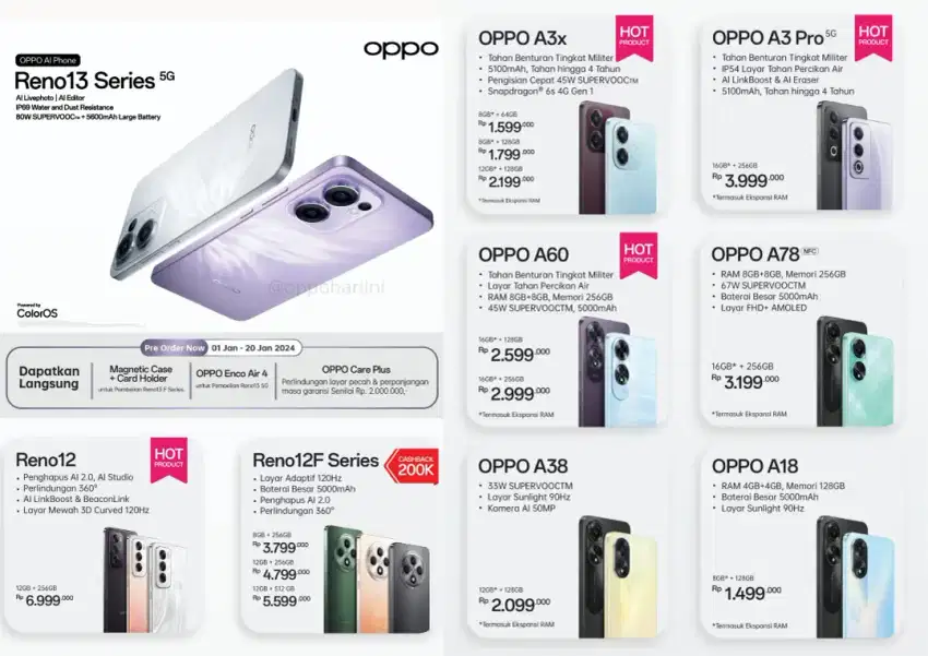 Oppo Reno 13 Series - Garansi Resmi Indonesia