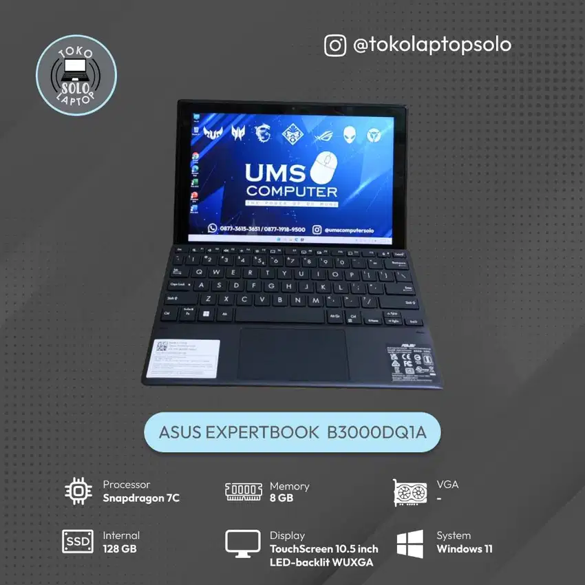 ASUS EXPERTBOOK B3000DQ1A SNAPDRAGON 7C Ram 8GB EMMC 128GB