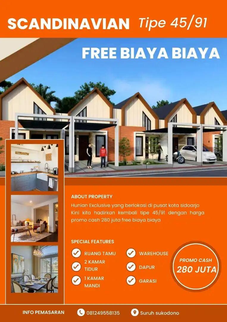 Promo rumah scandinavian tipe 45/91