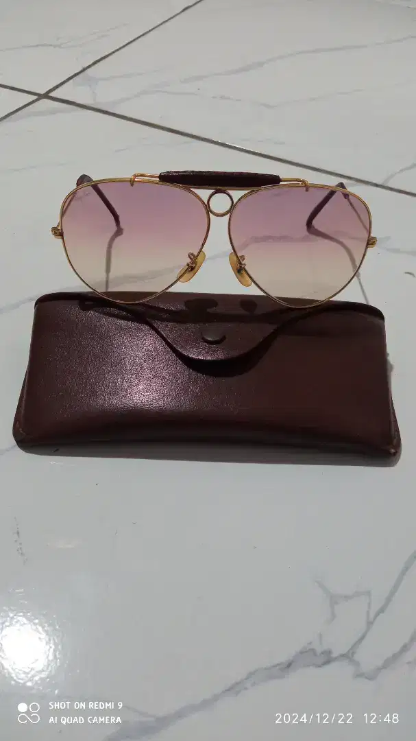 Kacamata rayban shooter leather burgundy lens size 62 original