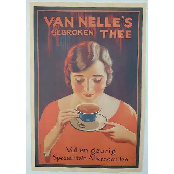 Iklan kertas teh VAN NELLE'S GEBROKEN THEE era kolonial Belanda