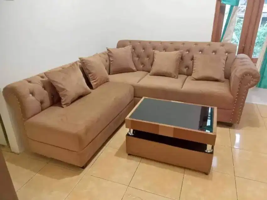 Sofa L Kancing Minimalis Elegant...