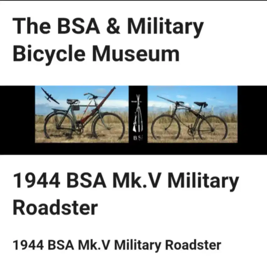 Sepeda BSA Militer MKV th 44 cocok untuk vintage di cafe /show room