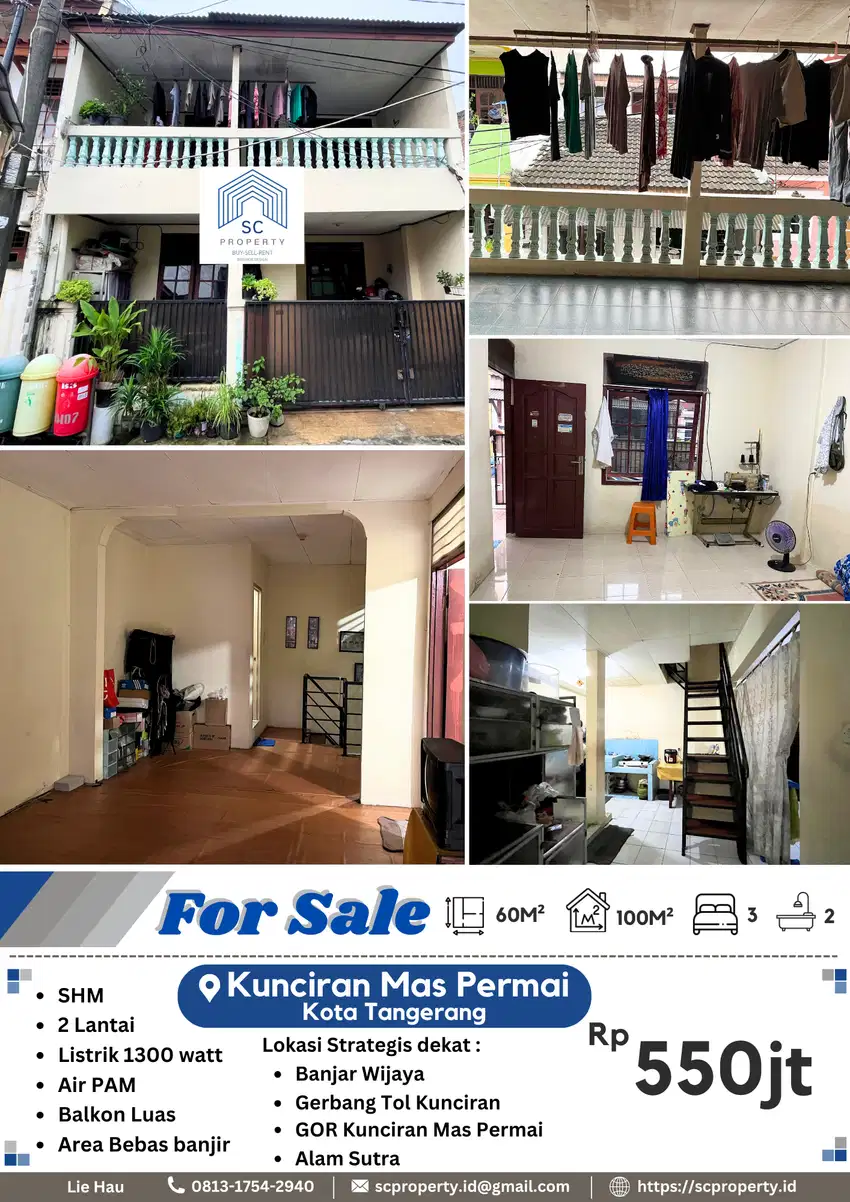 Dijual Murah Rumah 2lt di Komplek Kunciran Mas Permai Kota Tangerang