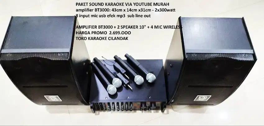 PAKET SOUND KARAOKE VIA YOUTUBE MURAH amplifier BT3000