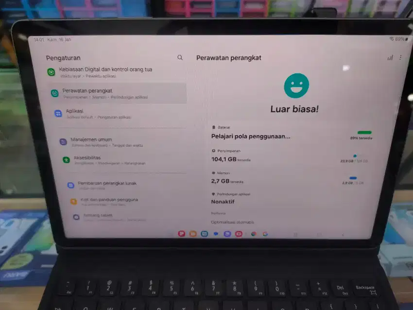 Samsung tab s9 fe wifi ram 6/128 barang full set + keyboard Samsung